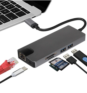 Giá rẻ Giá sản phẩm mới 8 trong 1 3.1 USB C Loại C trung tâm để RJ45 Gigabit Ethernet PD sạc + HDMI + VGA + 2 * USB 3.0 + SD/TF Đầu Đọc Thẻ - Product Image 3