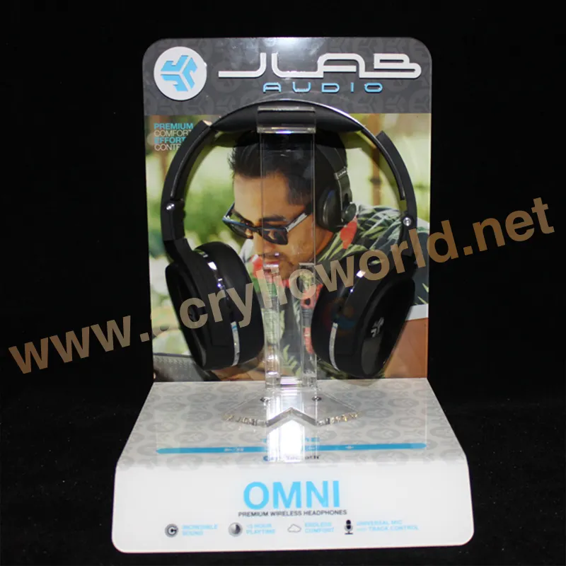 Customized Black Premium Acrylic Headphone Stand Desktop Earphone Holder