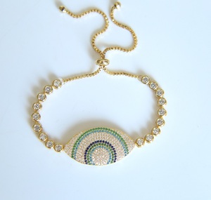 Factory custom 2021 yiwu günstige großhandel CZ runde charme tennis <span class=keywords><strong>evil</strong></span> <span class=keywords><strong>eye</strong></span> kette klassische armband gold überzogene - Product Image 2