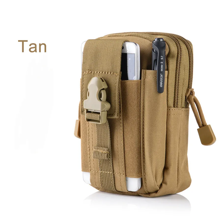 Chiến thuật Molle Pouch ngoài trời điện thoại di động Trường hợp Pouch Túi với dây kéo Eo Túi vành đai chiến thuật Molle Pouch bánh