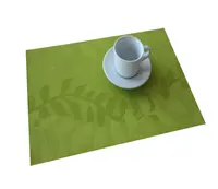 बुना Placemats उच्च गुणवत्ता पत्ती के आकार का हस्तनिर्मित Tablemats Placemat थोक प्लास्टिक पत्ती परमवीर चक्र सामग्री Vinyl ग्रीन टेबल चटाई