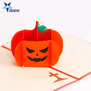 Kartu Pos Kartu Ucapan Labu Origami Kirigami, Kartu Pos Pop Up 3D Hari Halloween Vintage