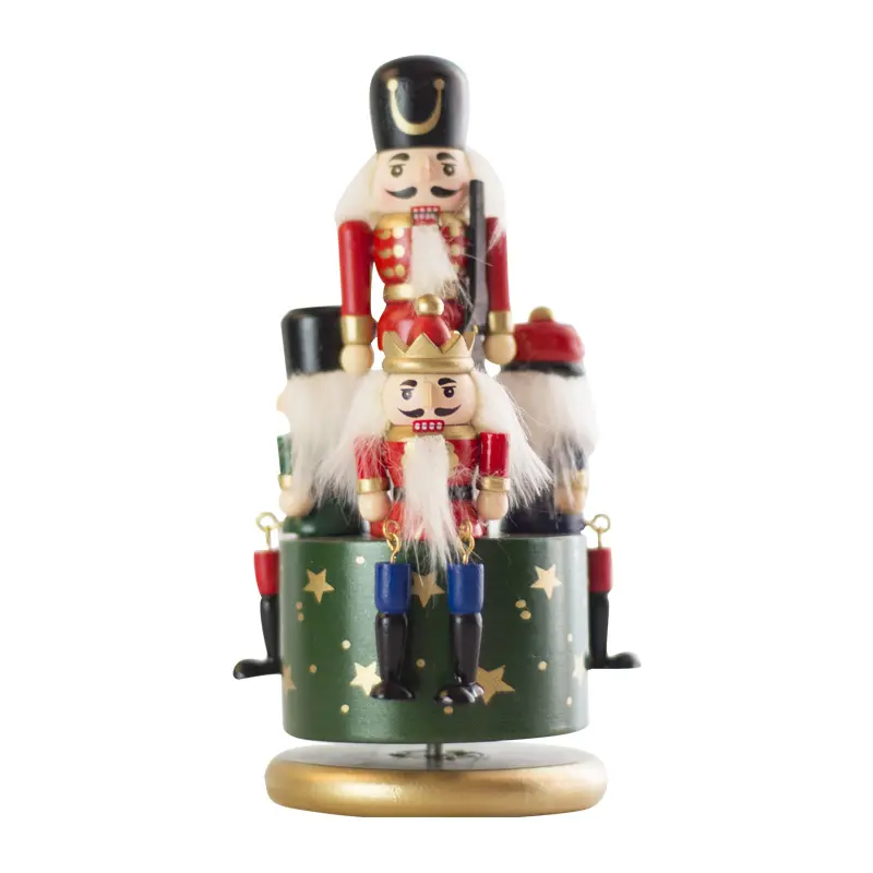 Gỗ Mới Xoay Màu Xanh Lá Cây Nhảy Múa Bức Tượng Nutcracker Hộp Nhạc