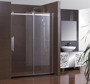 B038 - Porta <span class=keywords><strong>doccia</strong></span> scorrevole per <span class=keywords><strong>vasca</strong></span> da bagno senza telaio con vetro temperato e rivestimento facile da pulire - Product Image 2