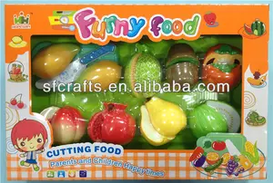 أعلى جودة الاطفال البلاستيك قطع الفاكهة والخضروات لعب مجموعة اللعب ، cuttable ألعاب بشكل فواكه