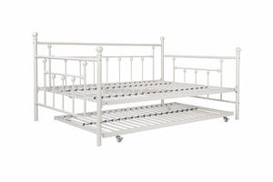 Manila <strong>Metal</strong> <strong>Daybed</strong> and Trundle, Full Size <strong>Daybed</strong> and Twin Size Trundle, Multifunctional, White - Product Image 4