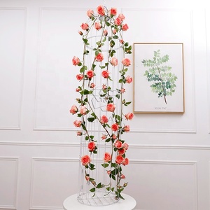 QiHao Deluxeシルクメイド150センチメートルウェディングローズフラワー花輪ローズ花びら人工つる植物