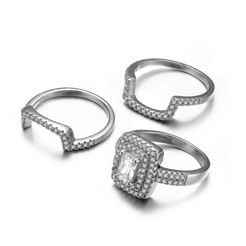 RZH-RA13 मूल्य 925 स्टर्लिंग चांदी सगाई या शादी स्टैकिंग हीरे की अंगूठी