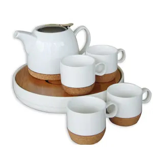 Unico disegno base in legno tea set con grande capacità teiera