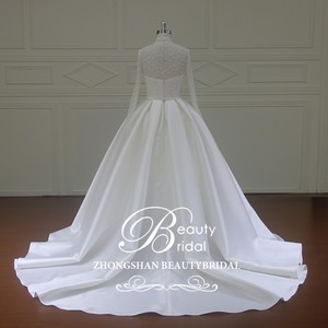 XFM034 Elegant Mikado Wedding Dress <strong>Bridal</strong> Gown With Detachable Beautiful Dot <strong>Jacket</strong> - Product Image 6