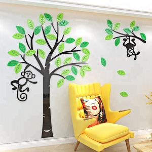 <span class=keywords><strong>Adesivi</strong></span> Murali Moderni Impermeabili con Albero, Decorazioni Grafiche in Plastica per Casa, Camerette Bambini e Neonati con Scimmie sull'Albero - Product Image 1