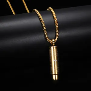 Мужская цепочка с кулоном в виде креста с пулями, винтажное ожерелье из нержавеющей стали 24 дюйма, ювелирное изделие с кулоном в виде пули