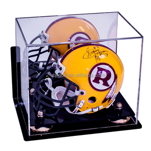 Wall <strong>Mount</strong> Clear Acrylic Mini Mirrored Football <strong>Helmet</strong> <strong>Display</strong> Case with Black Risers - Product Image 2