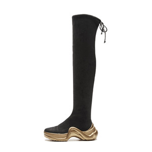 WETKISS Nuovo Arrivo Slip On Sopra Il Ginocchio Stivali Piattaforma Rotonda Tratto Pianeggiante di Inverno Stivali Scarpe Donna Lace Up Pelle Scamosciata Coscia stivali alti - Product Image 2