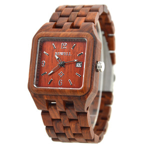 Reloj de madera personalizado para hombre, reloj masculino de pulsera con cara cuadrada grande - Product Image 4