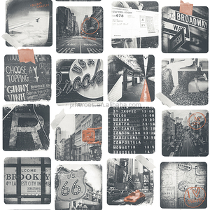<span class=keywords><strong>Papier</strong></span> <span class=keywords><strong>peint</strong></span> PVC classique noir et blanc, photos de coins de rue, vieux thème de bar, décoration - Product Image 4