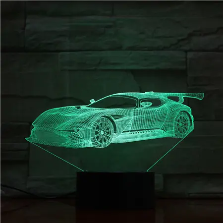 Sunsun — lampe LED en acrylique 3D, forme avion, voiture, lumière de nuit, RGB, lampe de bureau ou de Table, Illusion, lumières