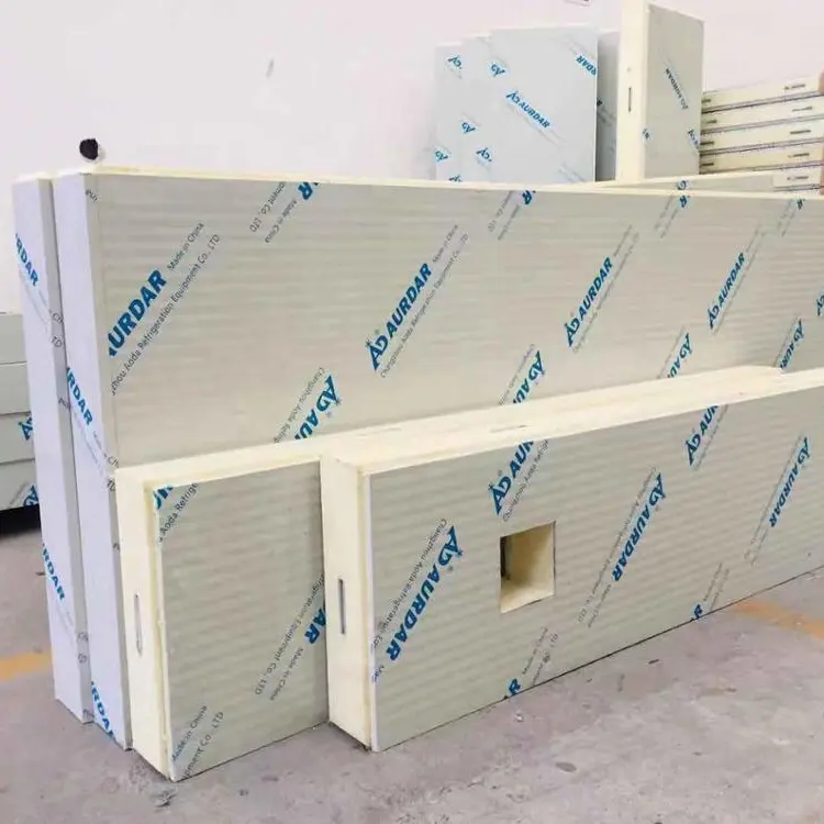 Panel de aislamiento de sándwich de PU, 100mm, bloqueo de cámara para habitación fría