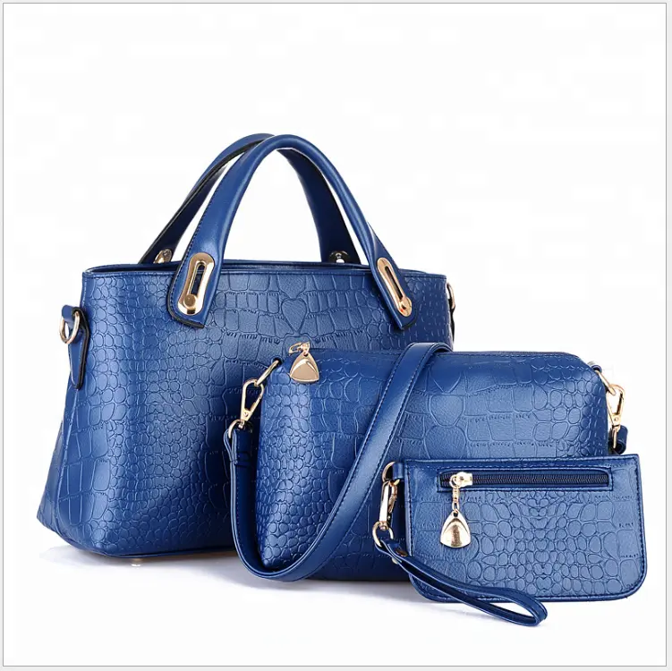 Bag supplier cheap price PU leather 3pcs in 1 ladies bags wholesale handbag set