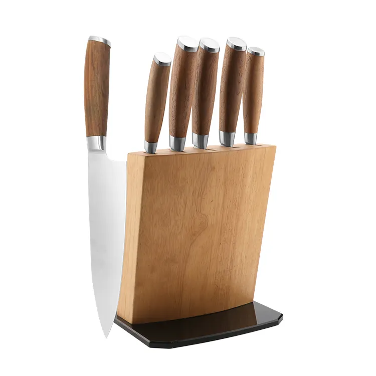 نفس سكين 6 قطع الطبخ الفولاذ المقاوم للصدأ المطبخ مع كتلة خشبية