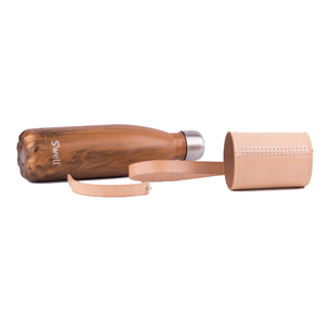 Genuine Leather Insulated Bottle Holder With Handle Copper Finish Portable Flask Cover Thermos Case Promotional Gifts - Product Image 2