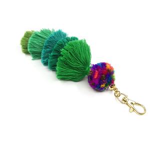 5 couches <span class=keywords><strong>rouge</strong></span> <span class=keywords><strong>pompon</strong></span> gland <span class=keywords><strong>porte</strong></span>-clés en peluche <span class=keywords><strong>porte</strong></span>-clés pour sac à main et sac fourre-tout embellissement de gland coloré - Product Image 3