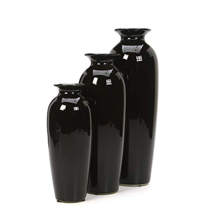 Grand <span class=keywords><strong>Vase</strong></span> à fleurs en céramique de grande taille, vernis et décoration d'intérieur, finition <span class=keywords><strong>noir</strong></span> mat - Product Image 2