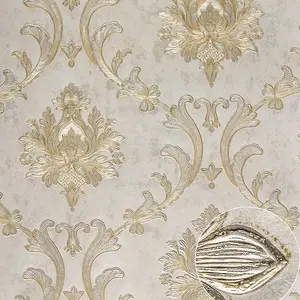 الفاخرة الكوفيرينج CE مصدق ورق جدران من الفينيل جميلة جولدن روز خلفية زهرة