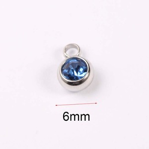 12 <strong>birthstone</strong> <strong>charms</strong> round rhinestones diy <strong>jewelry</strong> making 6mm stainless steel <strong>charm</strong> pendant jewelery pendants or <strong>charms</strong> - Product Image 3