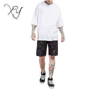 2018 Nouveau hommes Casual Demi Manches Surdimensionnés T-Shirt Solod Couleur Personnalisé Hip Hop T Shirt Hommes - Product Image 1