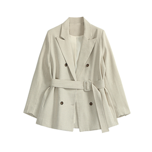 Grossista Vintage Waffle in tessuto Plaid alla moda Anti-rughe da ufficio a manica lunga <span class=keywords><strong>Blazer</strong></span> doppiopetto <span class=keywords><strong>con</strong></span> <span class=keywords><strong>cintura</strong></span> da <span class=keywords><strong>donna</strong></span> - Product Image 3