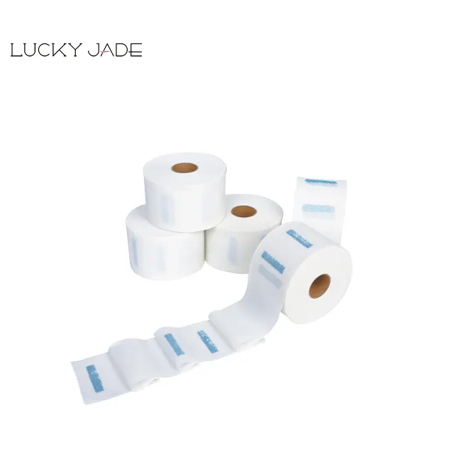Salon Hair Cutting Hairdressing Barber Neck Strip Tissue Roll in White Color with Blue Glue