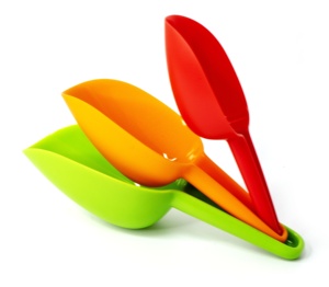 Eco-friendly Good Quality Kitchen Tools Bar Tools 3 Size 150/100/50ml Plastic Ice/Food Shovel Ice/Food Scoop 3 Pieces