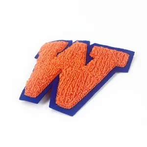 Custom Made Personalized Cheap Heart Shaped Fabric Patches DIY Alphabet Embroidery Chenille Patches For Towel