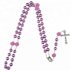 Sieraden Online Winkel China Maagd Mary Rozenkrans Katholiek Gebed Rozenkrans Plastic Rozenkrans Ketting