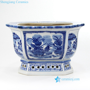RZKS12 13 14 Hand Painted Blue and <strong>White</strong> China Luxury Porcelain <strong>Planter</strong> for Porch - Product Image 3