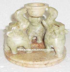 Quemador de aceite aromático y difusor de fragancias de piedra de jabón india hecho a mano con enchufe para vela de té - Product Image 1