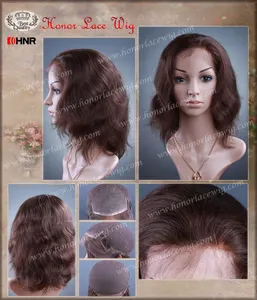 F63 silk top 4"x4" 12" length-24" can choose #2 dark brown color BW body wave 120% density silk base with combs wigs custom size