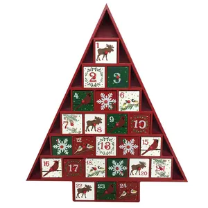 Christmas Wooden tree shape advent calendar box on table decoration xmas gifts