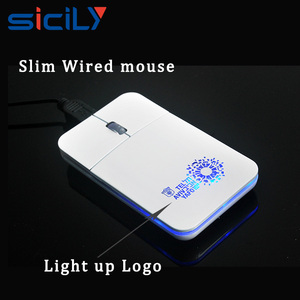 Hottest LED Light up Logo Super Slim Flat <strong>Mice</strong> <strong>Retractable</strong> Wired <strong>Mouse</strong> for Computer Tablet PC Laptop