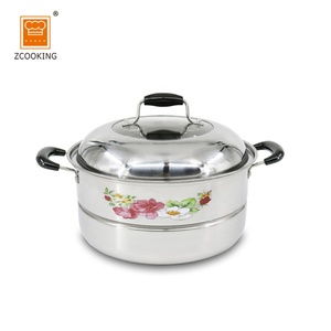28cm 4 Couches Métal Acier Inoxydable Cuiseur Vapeur Cuisine Chinoise Cuiseur Vapeur <span class=keywords><strong>Fleur</strong></span> Imprimée - Product Image 2