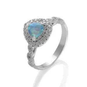 Anel de safira de design italiano, formato de coração para noiva, banda de prata 6925, joia, anel de noivado