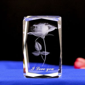 Honor de Cristal, Cristal Tallado con Láser 3D de 24 Cortes, Ángel Grabado en Cristal, Miniatura de Rosa Grabada con Láser, Cubo de Cristal, Adorno Artesanal - Product Image 2