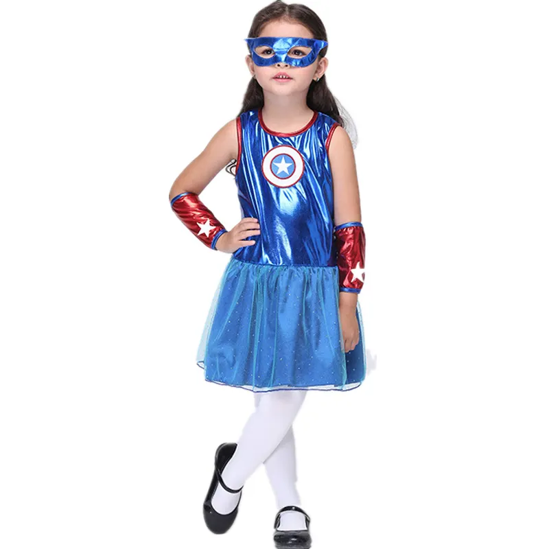 Groothandel Blue Fashion Amerika Movie Hero Cosplay Halloween Kostuum Voor Meisjes