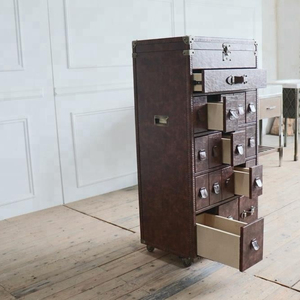 removable vintage leather functional storage trunk