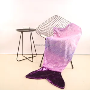 the latest design popular gradient color flannel fleece mermaid tail blanket