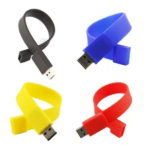 彩色腕带手链USB 2.0内存，带徽标打印