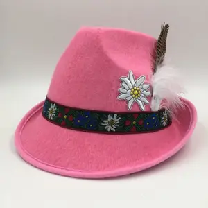 MH-2210 Pink German Tyrolean Bavarian Alpine Hunting Oktoberfest Hat for Women