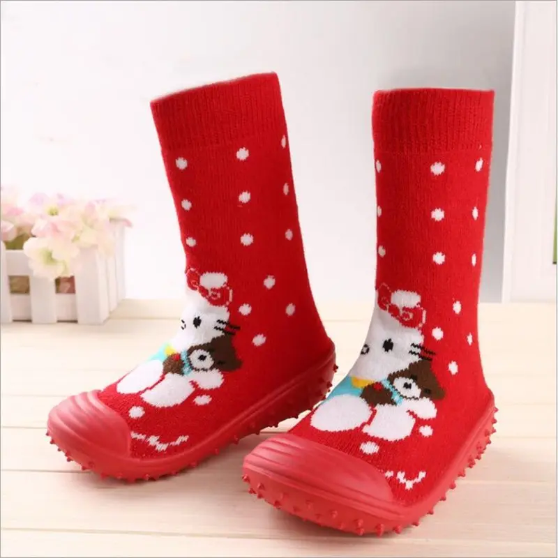 Kids baby cartoon Anti-slip floor Boots Slipper home shoes with rubber soft