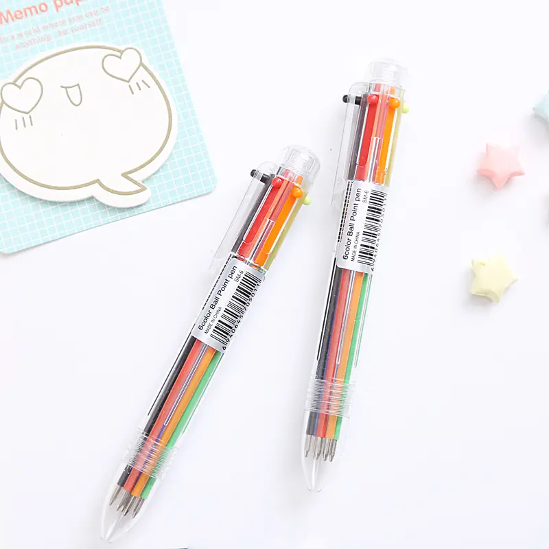 Bolígrafo de plástico con 6 colores de tinta, 2018